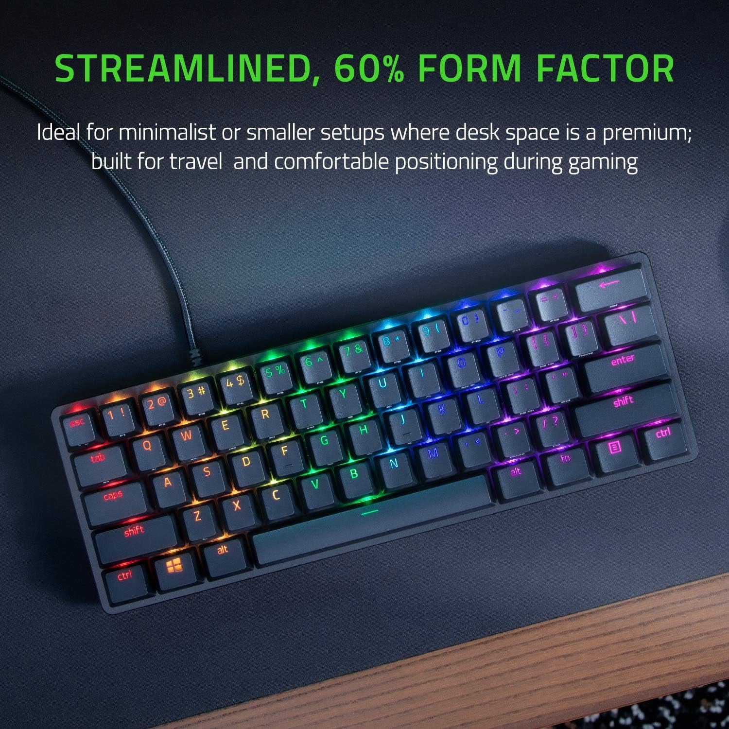 Razer Huntsman Mini 60% Gaming Keyboard: Linear Optical Switches - Black
