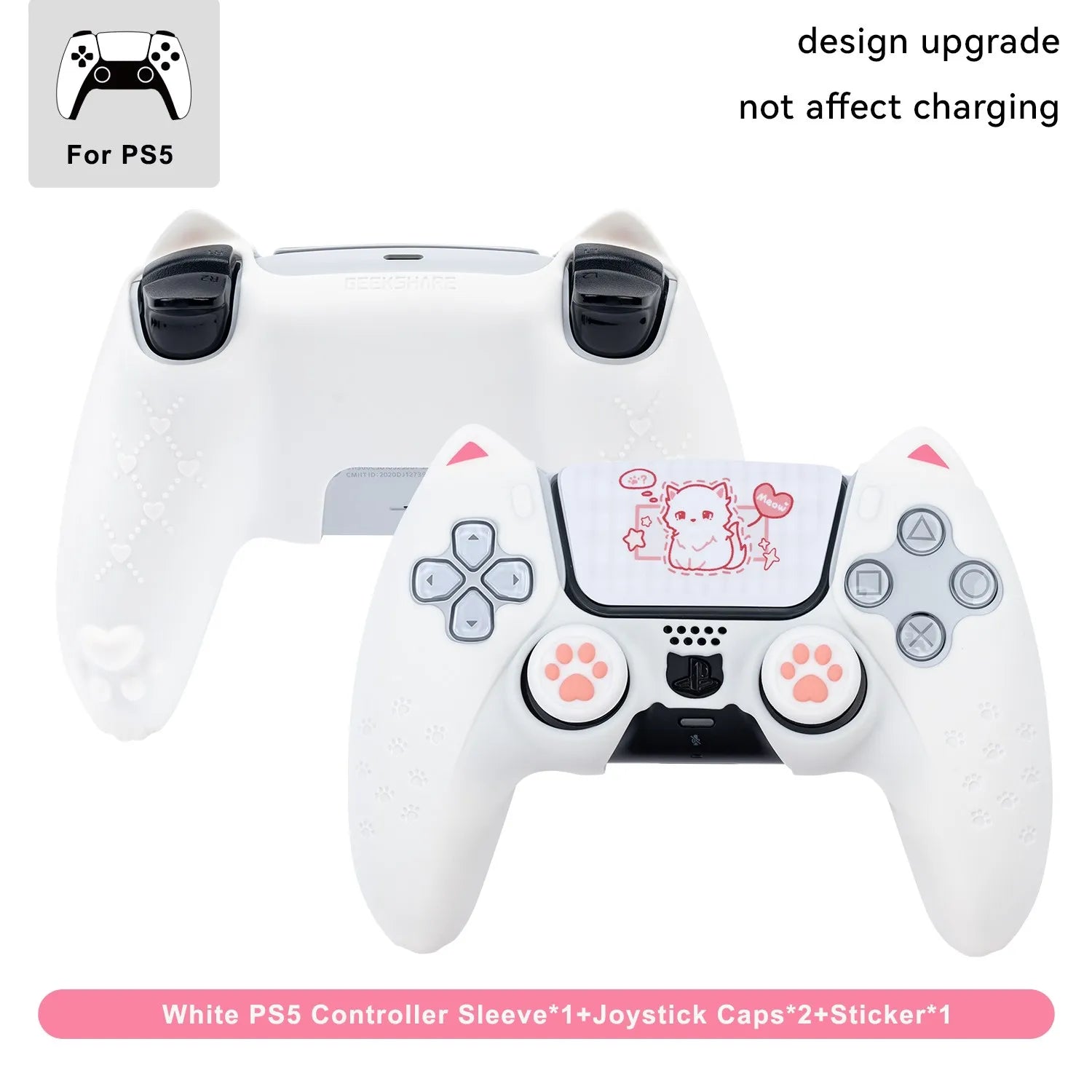 Protective Case Cover for PS5 Controller Skin Cat Paw Anti-Slip Silicone Protective Shell Not Affect Charging Upgrade