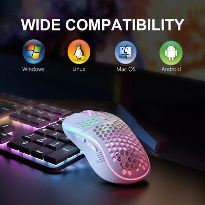 2.4G Wireless Mouse with  Ergonomic Honeycomb Design Gaming Mouse