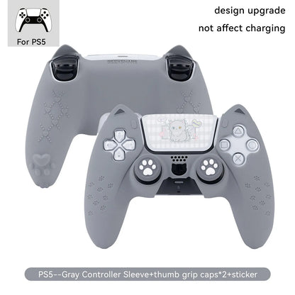 Protective Case Cover for PS5 Controller Skin Cat Paw Anti-Slip Silicone Protective Shell Not Affect Charging Upgrade