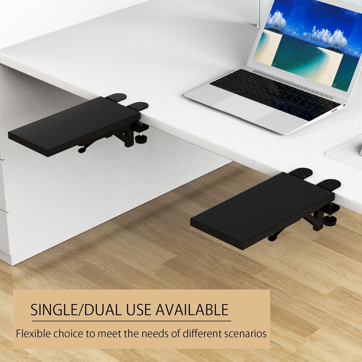 OUGIC Ergonomic Desk Extension Tray, 30 X 15 Cm, Clamp without Perforation, Foldable Keyboard Drawer Tray, Wrist Rest, Computer Stand, 15Cm*30Cm