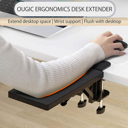 OUGIC Ergonomic Desk Extension Tray, 30 X 15 Cm, Clamp without Perforation, Foldable Keyboard Drawer Tray, Wrist Rest, Computer Stand, 15Cm*30Cm