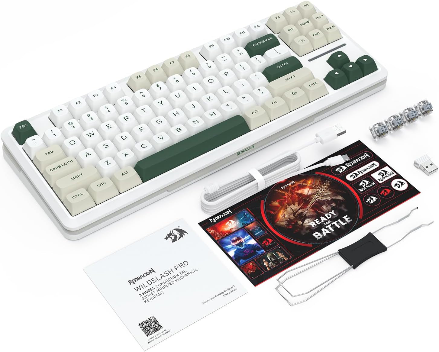 K734W Wireless Mechanical Keyboard, Tri Mode BT5.0/2.4G/USB-C 75% 81 Keys TKL Custom Hot Swappable Gaming Keyboard, Pre-Lubed Linear Switches,Rgb Gasket Computer Creamy Keyboard, for PC/MAC