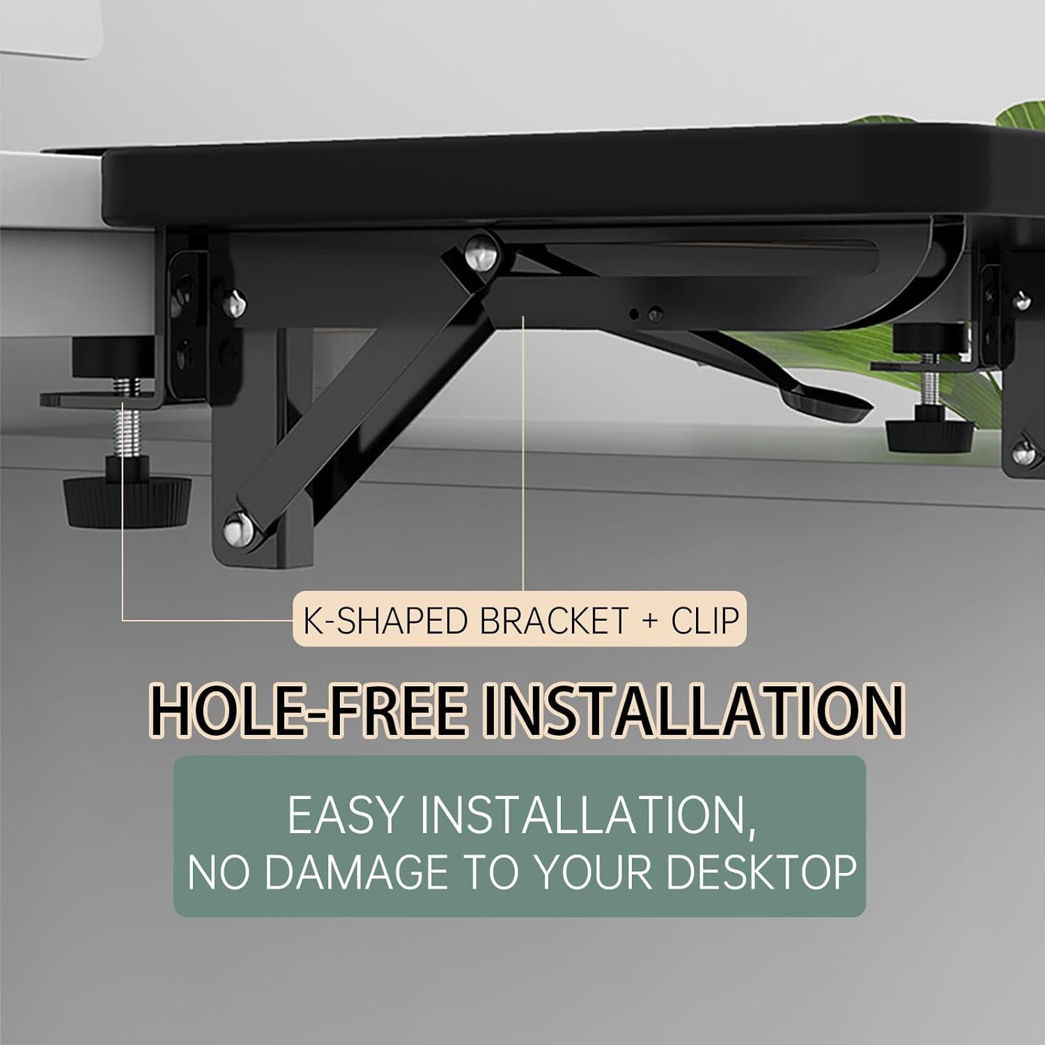 OUGIC Ergonomic Desk Extension Tray, 30 X 15 Cm, Clamp without Perforation, Foldable Keyboard Drawer Tray, Wrist Rest, Computer Stand, 15Cm*30Cm