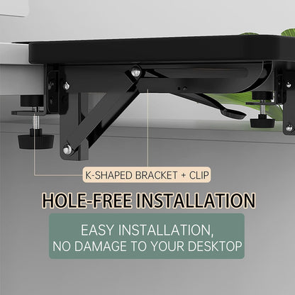 OUGIC Ergonomic Desk Extension Tray, 30 X 15 Cm, Clamp without Perforation, Foldable Keyboard Drawer Tray, Wrist Rest, Computer Stand, 15Cm*30Cm