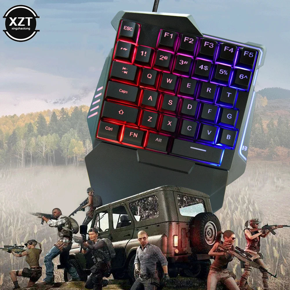 One-Handed Keyboard Gaming Keyboard Mechanical Feel Portable 35 Keys Mini Wired Keyboard Ergonomic Gaming Keyboard