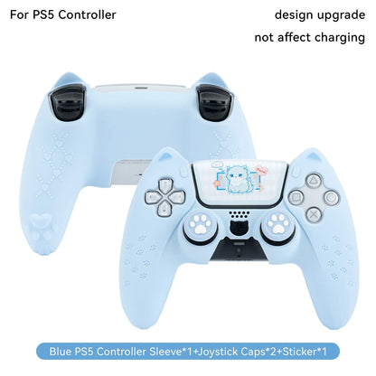 Protective Case Cover for PS5 Controller Skin Cat Paw Anti-Slip Silicone Protective Shell Not Affect Charging Upgrade