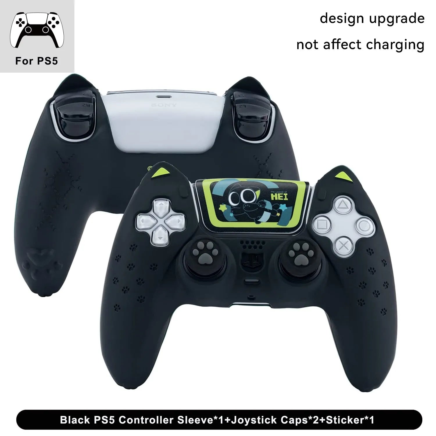 Protective Case Cover for PS5 Controller Skin Cat Paw Anti-Slip Silicone Protective Shell Not Affect Charging Upgrade