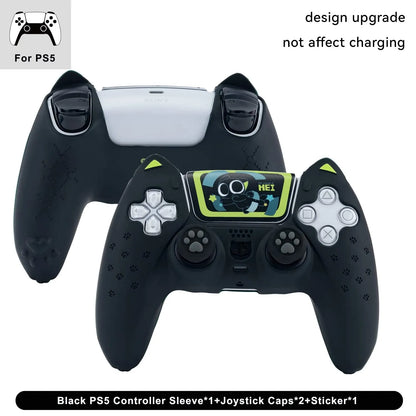 Protective Case Cover for PS5 Controller Skin Cat Paw Anti-Slip Silicone Protective Shell Not Affect Charging Upgrade