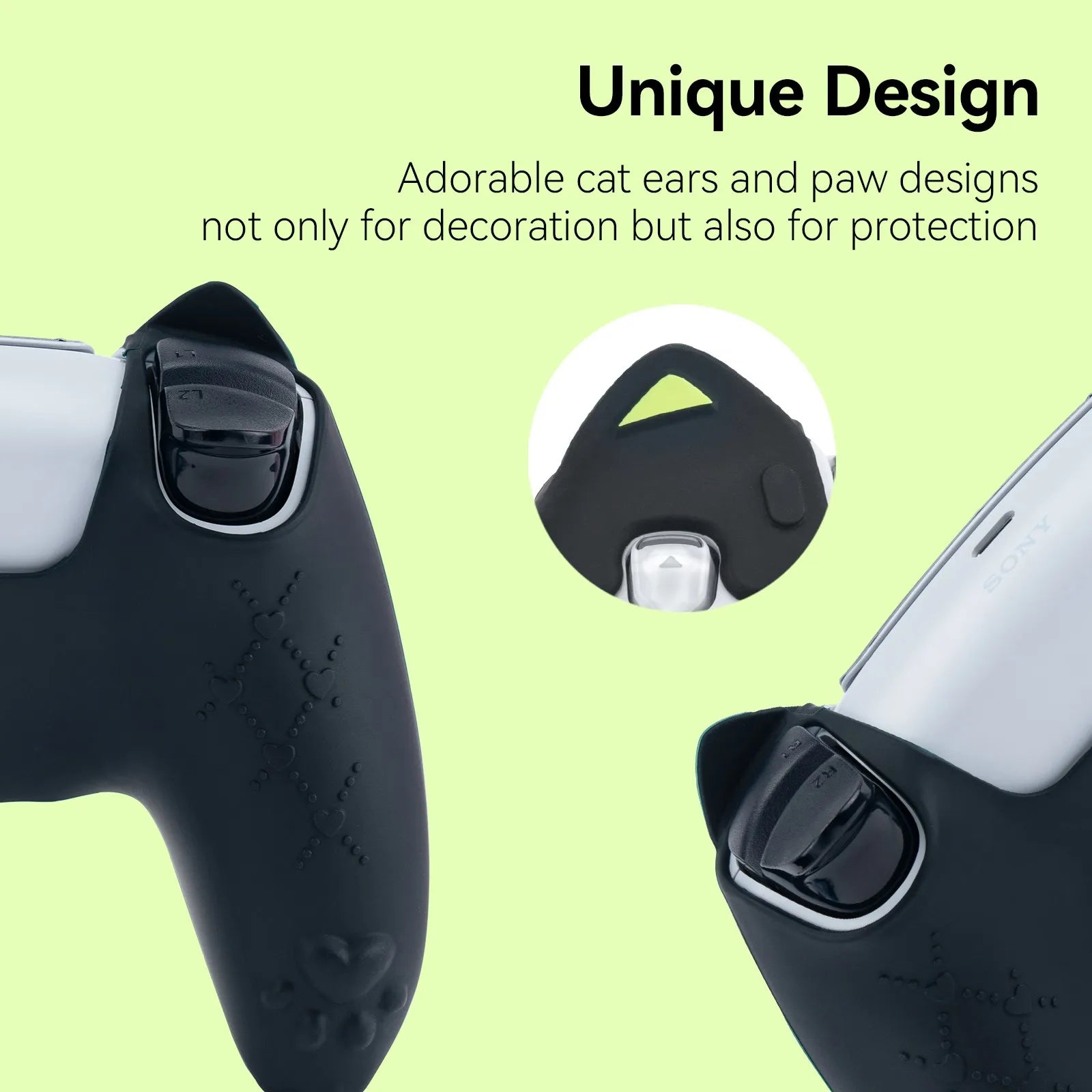 Protective Case Cover for PS5 Controller Skin Cat Paw Anti-Slip Silicone Protective Shell Not Affect Charging Upgrade