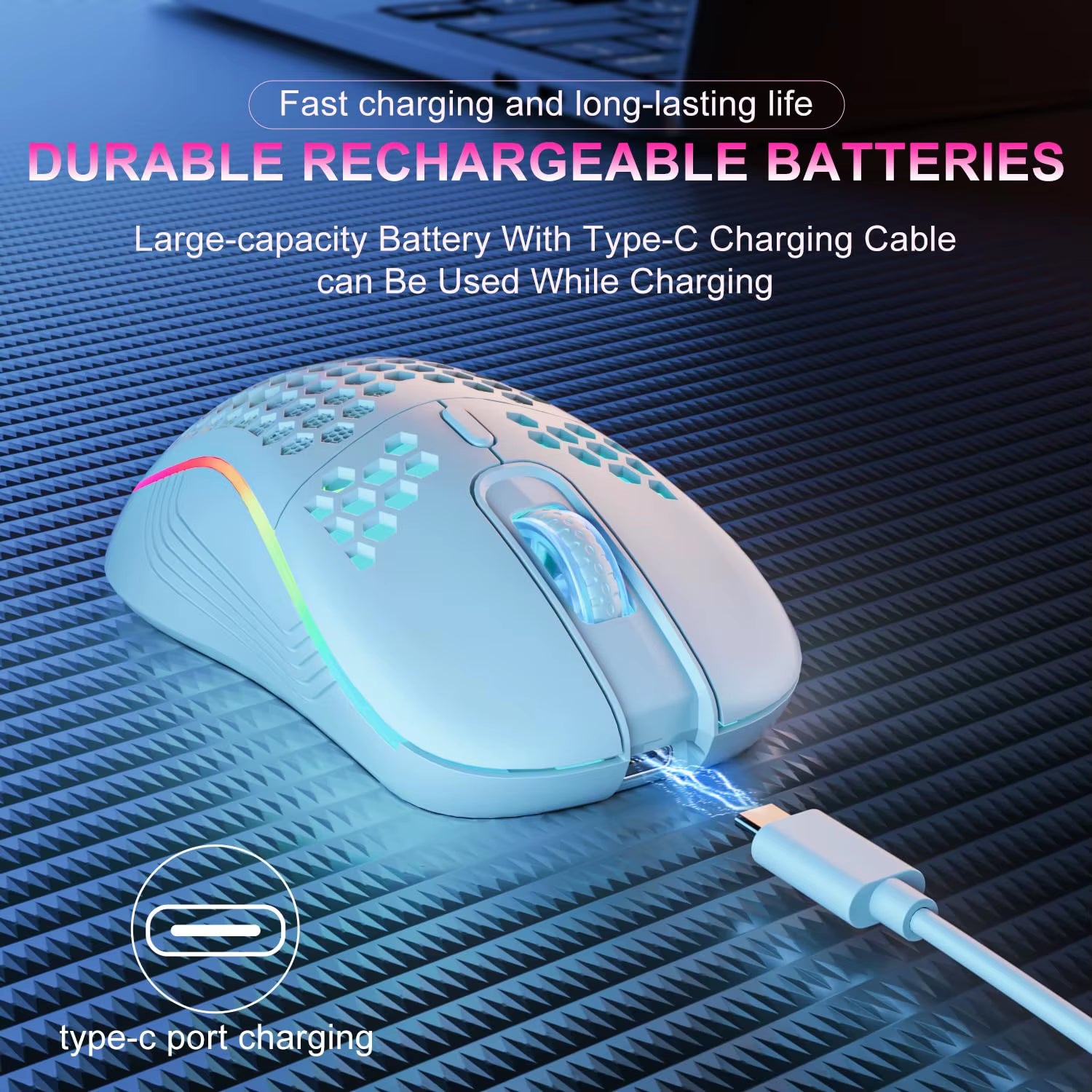 2.4G Wireless Mouse with  Ergonomic Honeycomb Design Gaming Mouse