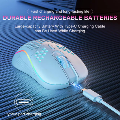 2.4G Wireless Mouse with  Ergonomic Honeycomb Design Gaming Mouse