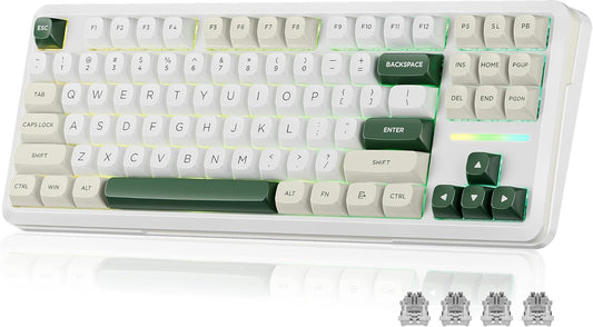 K734W Wireless Mechanical Keyboard, Tri Mode BT5.0/2.4G/USB-C 75% 81 Keys TKL Custom Hot Swappable Gaming Keyboard, Pre-Lubed Linear Switches,Rgb Gasket Computer Creamy Keyboard, for PC/MAC