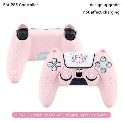 Protective Case Cover for PS5 Controller Skin Cat Paw Anti-Slip Silicone Protective Shell Not Affect Charging Upgrade